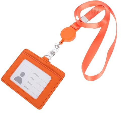 CAXUSD Horizontaler Ausweishalter Pu Mit Verstellbarem Lanyard Für Namensschilder Und Id-karten Geeignet Für Büro Konferenzen Und Langlebig Und