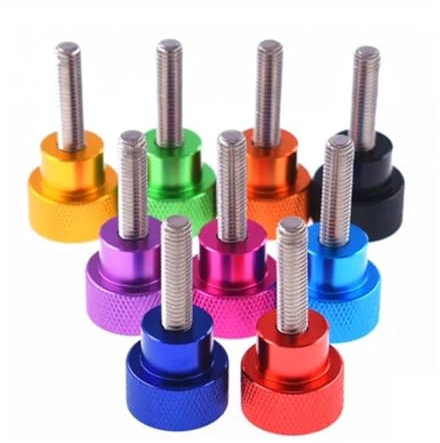 Generisch 2/5 Stück Aluminium-Rändelschraube M3 M4 m5 m6 Aluminium-Rändelkopf mit Edelstahlgewinde. Rändelschrauben handfest anziehen(Gloden,M4X10 5pcs)