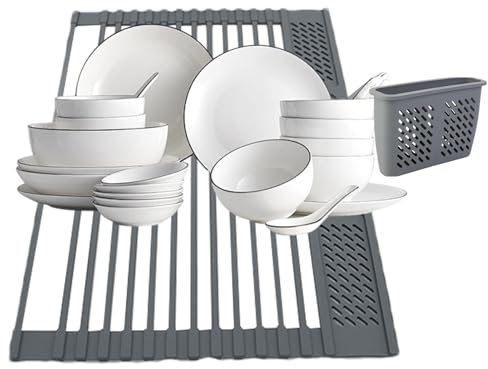ccuzs Roll Up Dish Drying Rack, Foldable Large, Heat Resistant Sink, (16.73x12.01 inches), Space Saving Compact Storage for Kitchen, Ideal for Dry Dishes and Cookware