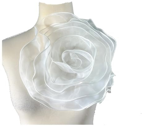 Organza tygblomma 26 cm blomma brosch bröllop brudklänning gör-det-själv | Den stora 26 cm blomman ger brudklänningar, klänningar och accessoarer ett romantiskt och ädelt utseende.