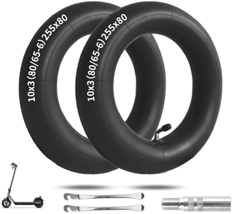 2 Stück 10x3 E-Scooter Schlauch 80/65-6 Rollerreifen, 10 Zoll Scooterreifen, 255x80 Roller verdickter Schlauch, [Verdickt] [Ventilverlängerung] [Reifenhebe]