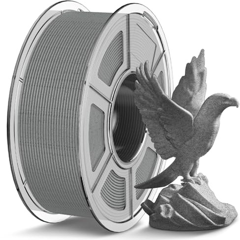 TECBEARS PLA Marmor Filament 1.75mm, High Speed Marble 3D Drucker Filament PLA Oberfläche für 0-600 mm/s Hochgeschwindigkeitsdruck, 1kg Spule Rock 3D Druck Filament, Marmor Grau
