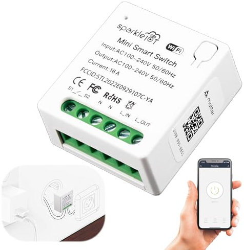 Smart Switch 16A Smart Home WLAN Bluetooth Wireless Remote Control DIY Fits Behind Wall, APP Remote Control Voice Control No Hub Required Works with A-lexa G-oogle Home
