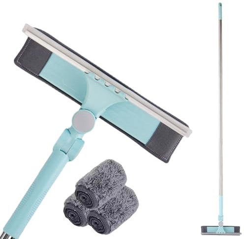 Perche Nettoyage Vitres 2-en-1 Raclette Et Autolaveuse - Fenêtre Nettoyage Outil, Professionnel Fenêtre Lavage Équipement Avec Pliable Et Ajustable Tête, Multifonctionnel Fenêtre Serpillière(1m/3.3ft)