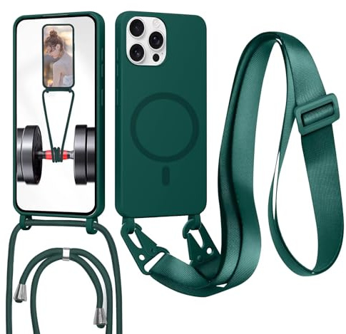 GoodcAcy Handykette Hülle für iPhone 11 Pro (5.8) mit Band Halsband Lanyard (abnehmbar) Handyhülle, Kordel zum Umhängen,Magnetisch Stoßfest Silikonhülle Wireless Charging kompatibel,grün
