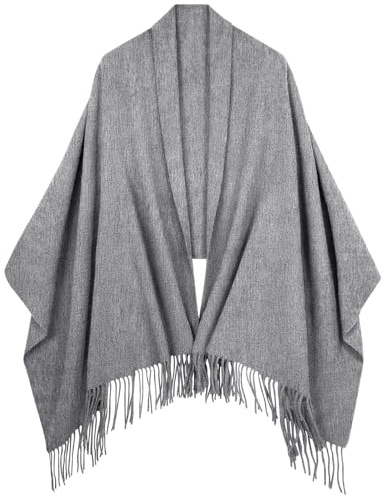 Xnova Pashmina Schal Damen Winterschal Kuschelig Wollschal Stola Für Abendkleid Schultertuch Tücher Warm Poncho Damenschal Weiche Großer Deckenschal mit Geschenkbox, Dunkelgrau