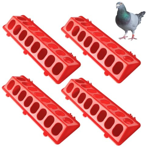 Kronabelle Juego de 4 comederos abatibles para palomas, sin derrames, sin residuos, para patos, codornices y aves de corral pequeñas