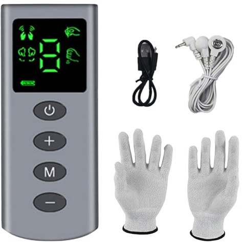 Appareil d'aide au massage de physiothérapie avec housse de main pour machine TENS/EMS, 4 modes et 9 vitesses dans chaque mode (instrument + couvre-main) (instrument + couvre-main)