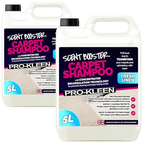Pro-Kleen Scent Booster Carpet Shampoo 2 x 5L - Concentrated Encapsulation Technology - Neutralises Odours, Deeply Cleans & Prevents Future Stains - Long-Lasting Fresh Linen Fragrance