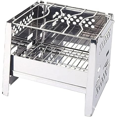GLFLOW Portatile In Acciaio Inox Pieghevole BBQ Grill Compatto Esterna Campeggio Barbecue Mini Griglia Con Raffreddamento Design 20.5x15.5x29cm