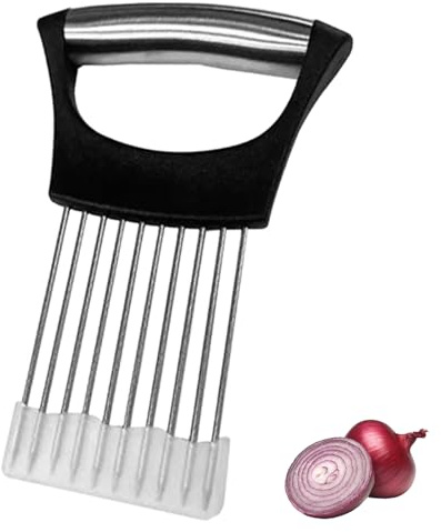 1 PC Onion Slicer Holder, All-in-one Onions Holder Stainless Steel Onions Fork Food Slicing Helper Kitchen Gadget Onion Cutter Slicer Vegetable Tools for Chopping Grating Fruit Assistant
