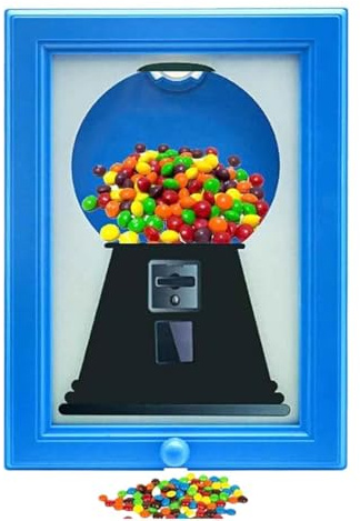 doyandader Sweet Dispenser Picture Frame, Wall Mounted Sweet Dispenser, Cute Hanging Candy Frame, Kid Friendly Bubblegum Vending Toy for Candies Nuts Dog Cat Treats Holiday Presents