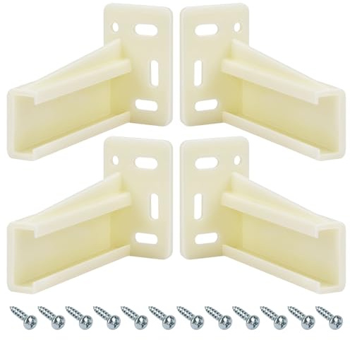 2 Pair Drawer Backplate Cabinet Rails Bracket KT HR9000RL Rear Drawer Track Socket, Drawer Slides Sockets Set, Plastic Mounting Back Plates Brackets with Screws