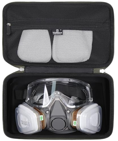 Tourmate Étui rigide en EVA compatible avec demi-masque 3M réutilisable, étui de voyage pour 6200/07025(AAD)/6503QL/3M P100 cartouche respiratoire/filtre 60923 combiné/lunettes de sécurité (étui