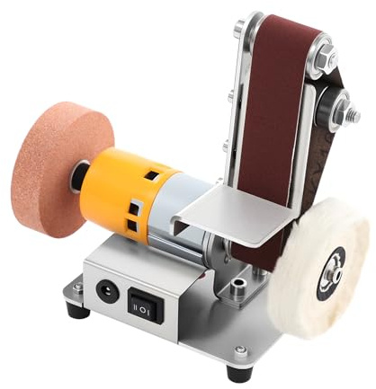 Bandschleifmaschine Mini Bandschleifer Verstellbarer Poliermaschine Elektrisch Messerschärfer Elektrische Schleifbock Kantenschärfer Doppelt Gelagerten Polierschleifmaschine, 4000-9000 U/min