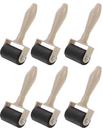 OSOLADY Rullo Brayer per Stampa 6 Pezzi, Rullo di Gomma per Lavori Artigianali Impugnatura Comoda, Strumento di Stampa Multiuso per Applicazione Uniforme di Inchiostro, Facile da Pulire,