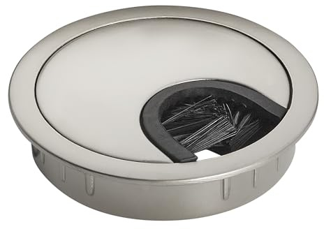 SOTECH 2 Stück Kabeldurchführungen Metall Edelstahloptik matt Bohr-Ø 60 mm | Schreibtisch Kabeldurchlass mit Staubdichtung