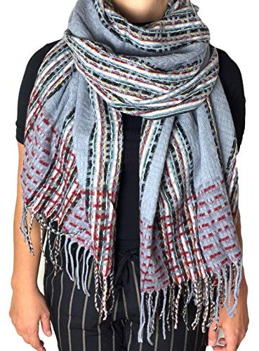 ALZORA XXL DAMEN WINTER SCHAL DICK STRICKSCHAL KARO HALSTUCH SCARF PONCHO CAPE WARM NEU WINTERSCHAL HERBSTSCHAL DECKENSCHAL WEICH (Blau Kleine Sterne)