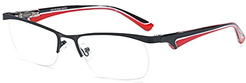 VEVESMUNDO Herren Metall Lesebrillen Halbrand Sportlich Design Hochwertige Computerbrille Halbrahmen Lesehilfen Brillen +1.0 +1.5 +2.0 +2.5 +3.0 +4.0 (+3.5, Schwarz und Rot)