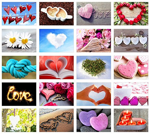 Edition Seidel Set/20 tarjetas de Boda postales con corazón motivos/regalo Idea/Boda parte/tarjetas postales Amor/Post Crossing