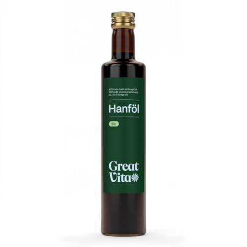 Huile de chanvre biologique GreatVita, 100% pure et pressée à froid, 1 paquet (1x 1000ml)