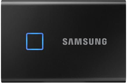 Samsung T7 Touch Portable SSD 2TB - Up to 1050MB/s - USB 3.2 External Solid State Drive, Black (MU-PC2T0K/WW)