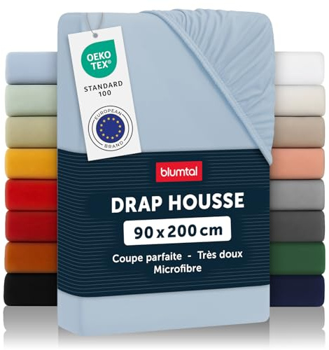 Blumtal® Spannbettlaken - Microfaser - Ökotex zertifizierte Bettwäsche 90x200cm - Spannbetttuch - Hellblau