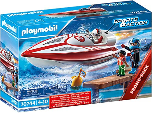 PLAYMOBIL Sports & Action 70744 Speedboot mit Unterwassermotor, Schwimmfähig, Ab 4 Jahren