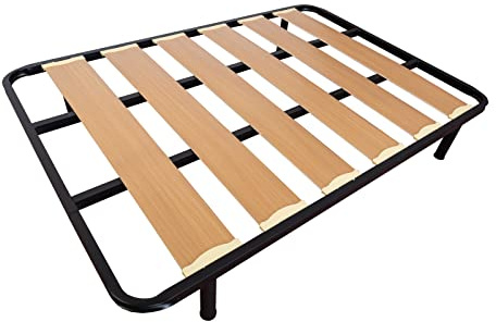MUEBLIX.COM | Somier Lama Ancha para Cama 135 x 190 cm | Somier con 4 Patas | Láminas Madera de Chopo de 17 cm y Estructura de Tubos de Acero | Útil para Camas Matrimonio