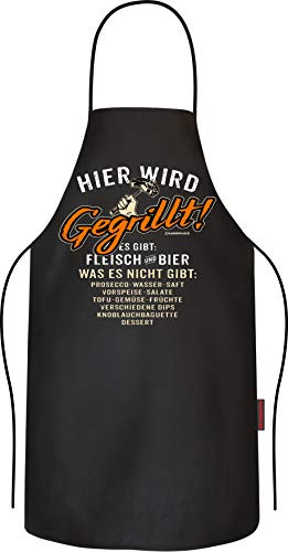 RAHMENLOS Grillschürze Kochschürze Küchenschürze als Geschenk für Männer: Hier wird gegrillt - reine Baumwolle