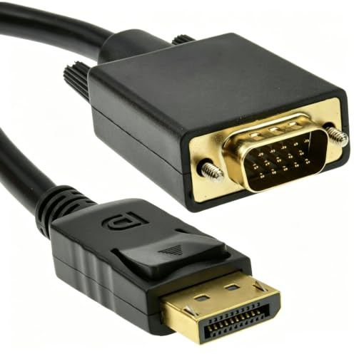 Multibao 2M DisplayPort DP Plug to SVGA VGA HD Plug Male to Male Digital Video Gold-Plated Cable Lead Black