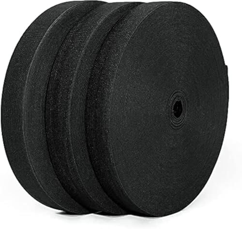 Goma Elástica de Costura de Poliéster, 25 Metros, Disponible en Varios Anchos, Cinta Elástica para Coser y Manualidades (Negro, 20mm)