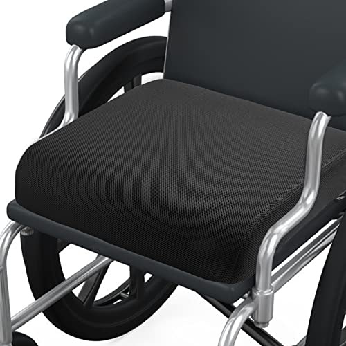 YOUFI Thick Memory Foam & Gel Seat Cushion, 18X16X4 Large Chair Cushion for Wheelchair Mobility Scooters, with Non-Slip Bottom and Carry Handle (Black)