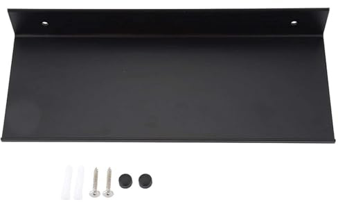 Cyrank Wandregal Schwarz Metall, Wandregal Klein, Mini Regal, SchweberegalSchwarz, KleinesWandregal, Bathroom Shelf Badewannenablage Schwarz 50x4x12cm