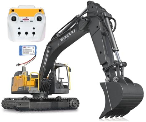 JAMARA Volvo EC160E Metal 1:16 2,4GHz Destruction-Set – Metallgetriebe, Metallschaufel, jedes Gelenk einzeln steuerbar, realistische Sounds, LED Scheinwerfer, Hubkraft 1,5KG, 406300, Gelb