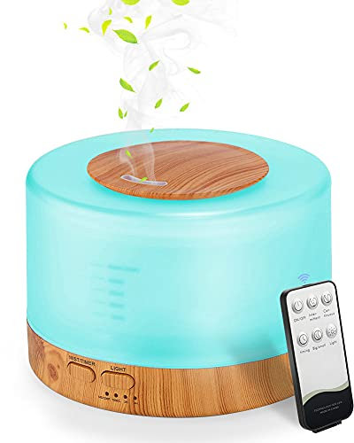 Humidificador Ultrasónico y Difusor de Aromas 500ml con Temporizador, Temporizador hasta 6 Horas, 7 Colores, Ultrasilencioso difusor de aceites Esenciales, para Dormitorio Yoga salón