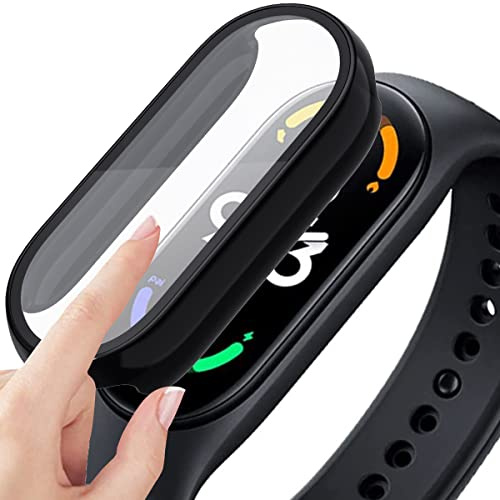 Msm-case Funda protectora de cristal para Xiaomi Mi Band 7, dureza 9H, color negro