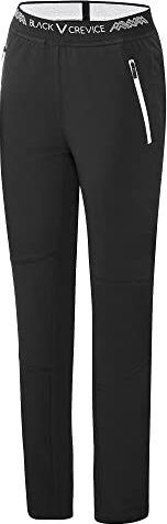 Black Crevice Utomhusbyxor för kvinnor I högkvalitativa vandringsbyxor av 90% polyester och 10% spandex I vattenavvisande utomhusbyxor dam I ventilerande vandringsbyxor dam med elastisk linning,