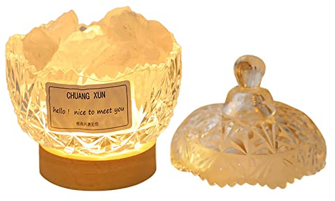 LIBOOI Essential Oil Diffuser Himalayan Salt Lamp, Aromatherapy Machine & USB Night Light with Crystal and Healing Stone, Unique Glass Decor for Small Room