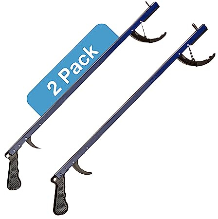 Sammons Preston Reacher, Blue, 26 Inch, Grabber Reacher Tool, Lightweight Trash Picker Grabber & Garden Nabber, Aluminum Pick Up Tool & Reaching Claw, Portable Reaching Assist & Dressing Tool, 2 Pack
