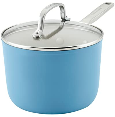 KitchenAid Harteloxierte Keramik, Antihaft-Kochgeschirr, Soßentopf mit Deckel, 2,7 l, blauer Samt