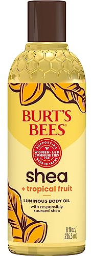Burt's Bees Shea + Tropical Fruit Luminous Body Oil, Non-Greasy, Antioxidant Rich for Glowing Skin, Non-Irritating, Natural Origin Skin Care, 8 oz.