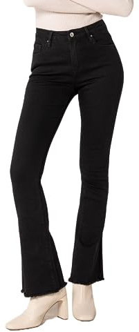 Nina Carter Jean bootcut pour femme de style rétro, taille moyenne, pantalon évasé aspect usé, M Slim