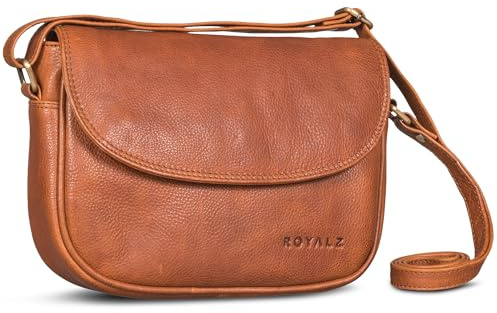 ROYALZ Vermont Echtleder Handtasche Damen klein im Vintage Look - kleine moderne Ledertasche perfekt als Ausgehtasche Abendtasche Schultertasche im Alltag Freizeit City;Farbe:Schwarz