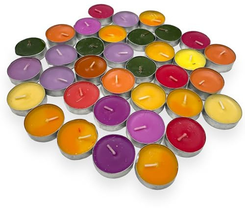 Scented Tealight Candles - Random Mixed Fragrance - Up to 4 Hour Burn - 40 Pack Multi Colour Tea Lights