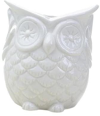Baoblaze Vaso da Fiori Vaso per Piante da Interno a Forma di Gufo Simpatico Mini Contenitore per Fioriera in Stile Giapponese con Gufo per La Decorazione di in, No Ascolta White