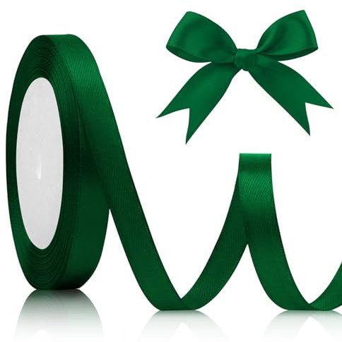 Satinband, Vintage, Grün, Geschenkband, Verpackung, 10 mm x 22 m, Stoffband, Nähen, für Bastelarbeiten, Valentinstag, Weihnachtsdekoration, Hochzeitsstrauß, Dekoration, DIY, Schleifen, Kuchen