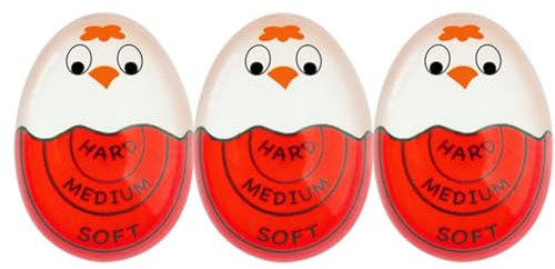 Egg Timer for Boiling Eggs Soft Hard Boiled Egg Timer Pro That Changes Color When Done & Safe Easy to Use (Red-3 Packs)