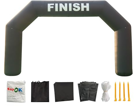 Sayok Arco Gonfiabile All'aperto per Inizio e Arrivo - Archway Banner da Corsa Con Aeratore per Eventi Pubblicitari (Nero)