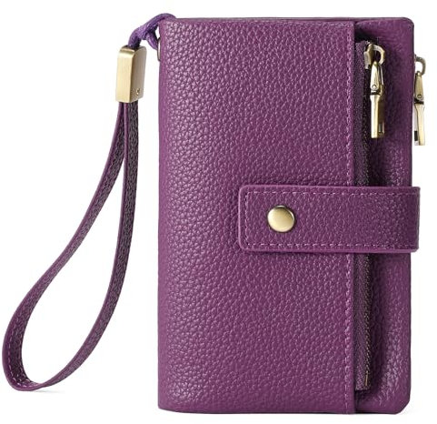 SENDEFN Geldbörse für Damen Mittelgroß, Dreifach Faltbares Portemonnaie aus Leder, RFID-blockierendes Portmonee mit Kartenfächern, Münzfach und Détachable Handschlaufe